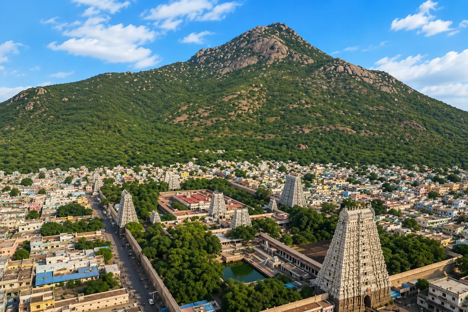 Sacred Arunachala Hill at golden hour